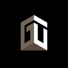 Captivating Geometric Duo: The GU Monogram's Striking Visual Impact. Elevate Your Brand with the Bold and Unique GU Lettermark Design. Logo with Letters G and U.