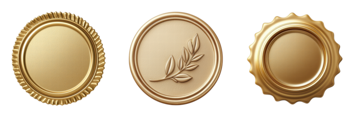 Elegant golden seals with decorative designs