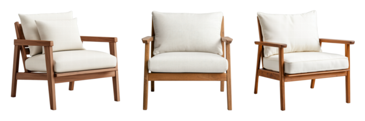 Modern wooden chairs with cream cushions