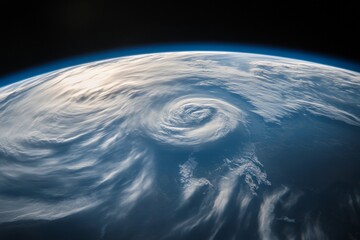 Satellite View of Earth: Dramatic Storm Swirls and Cloud Patterns Captured from Space - High-Resolution Atmospheric Scene