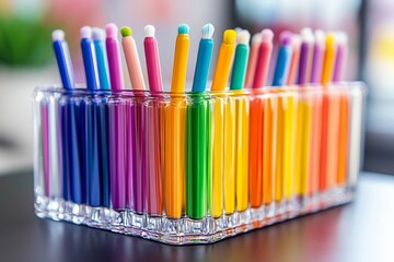 A tray with a fluoride treatment kit, including colorful gel and disposable applicators