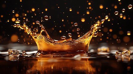 Conceptual close-up of splashing liquid action in dark setting