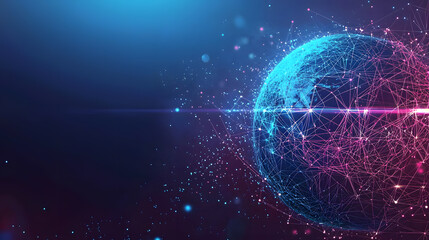 Abstract globe with connected network lines
