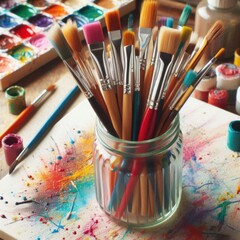 Fototapeta premium brushes and palette