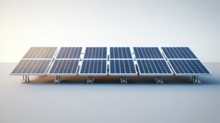 A row of solar panels installed on a flat surface, capturing sunlight to generate renewable energy in a clean and sustainable way.