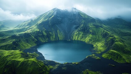 Aerial View of a Mountain Lake