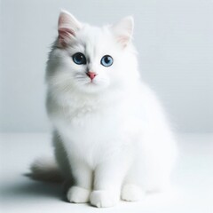 white persian cat on white background
