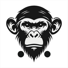 monkey head illustration on white background