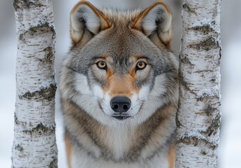 Obraz premium Wolf in the Birch Forest