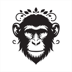 monkey head illustration on white background
