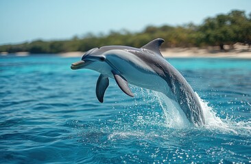 Fototapeta premium Dolphin Leaping Out of the Water