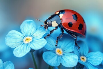 Obraz premium Ladybug on Blue Flower