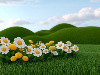 Fototapeta premium Lush Meadow Filled with Colorful Wildflowers