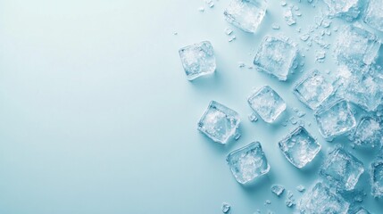 Ice Cubes on a Blue Background