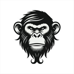 monkey head illustration on white background