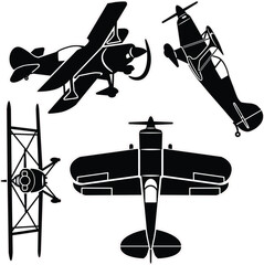 acrobatic airplane vector set for laser cut