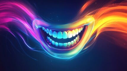 Fototapeta premium cheerful smile on abstract blue background, April Fool's Day