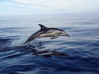 Fototapeta premium Dolphin Leaping Out of the Ocean
