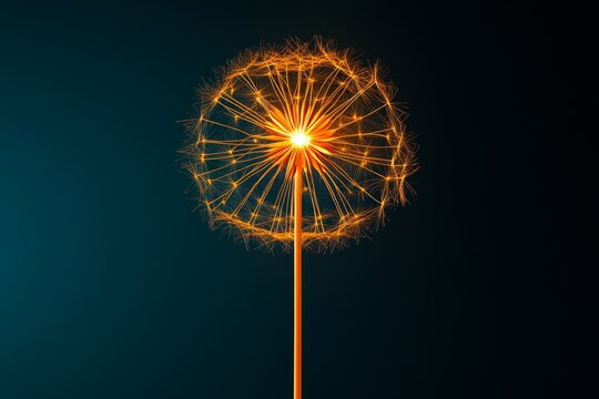 A detailed shot of a dandelion stem and base, showing the intricate attachment of seeds to the head