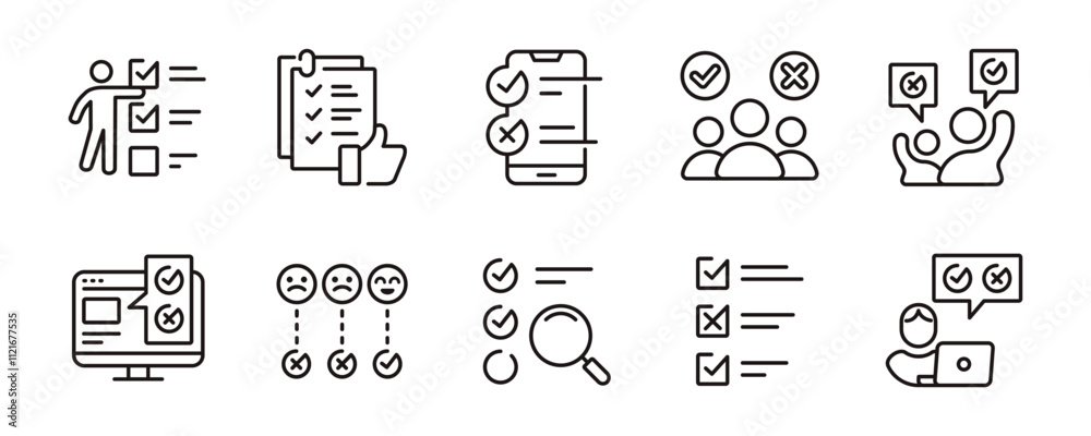 Leinwandbilder survey multiple choice checklist icon set select option business task evaluation questionnaire vecto
