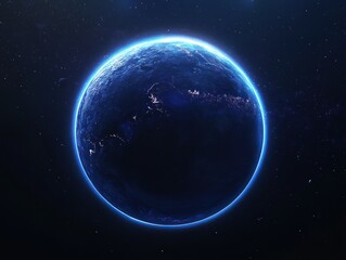Fototapeta premium Glowing Blue Planet in Space
