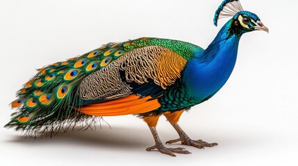 Obraz premium Colorful Peacock Displaying Beautiful Feathers