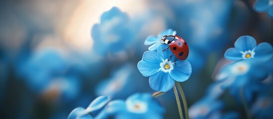 Fototapeta premium Ladybug on a Blue Flower