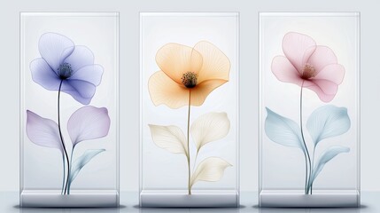 Elegant floral arrangements in glass vases, a touch of nature's beauty for home decor