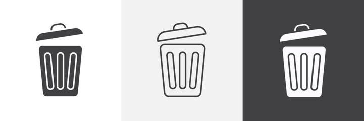 Bin icon vector set for ui designs