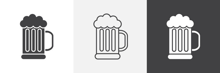 Beer mug icon vector set for ui designs
