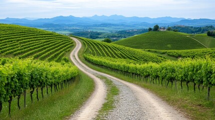 Naklejka premium Serene Green Vineyard Stretching to the Horizon