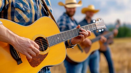 Obraz premium Country Band Playing Music Outdoors