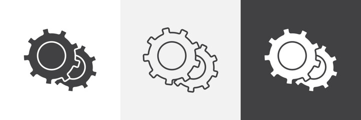 Cogwheel icon vector set for ui designs