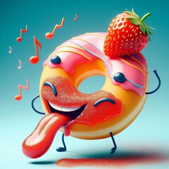 130 Donut Dances with Jam A colorful donut with a dollop of stra