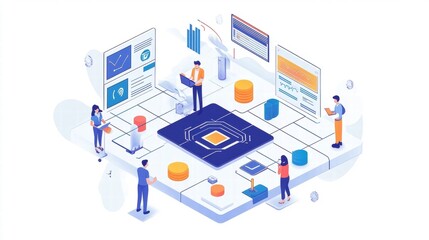 Fototapeta premium Data Processing and Analysis: Team Collaboration