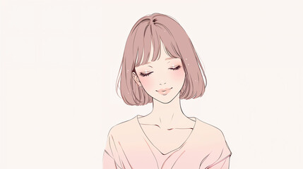 目を閉じて微笑む女性