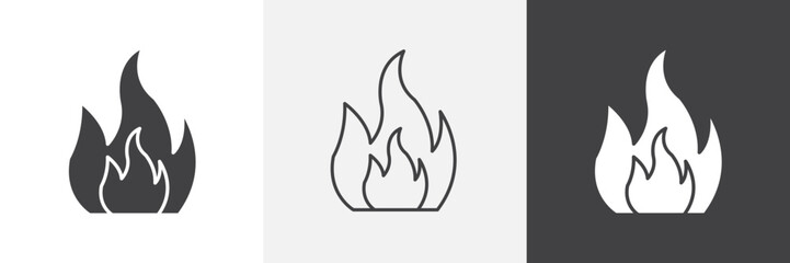 Fire icon vector set for ui designs