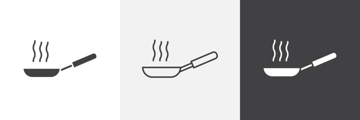 Frying pan icon vector set for ui designs