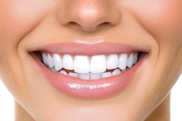 Naklejka premium A patient receiving a teeth whitening treatment, with specialized equipment emitting a bright light onto their teeth