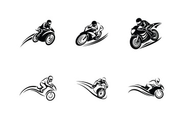 Motorcycle Racer High-Speed Action Silhouette Vector Design