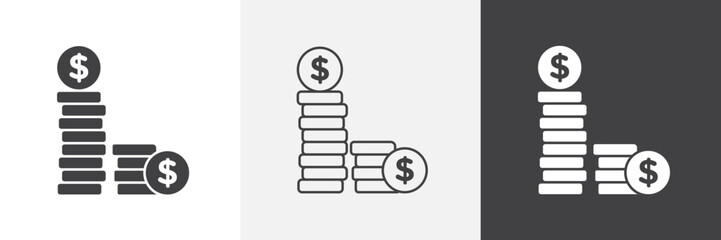 Money coin icon vector set for ui designs