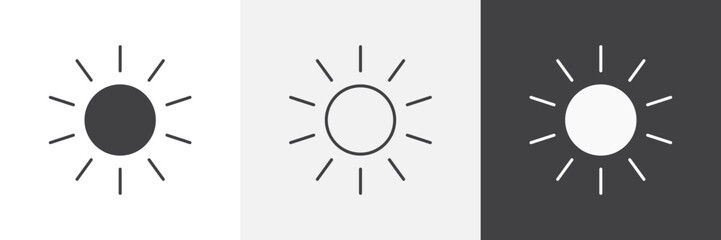 Sun icon vector set for ui designs