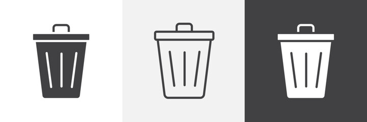 Trash icon vector set for ui designs
