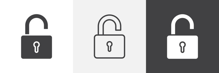 Unlock icon vector set for ui designs