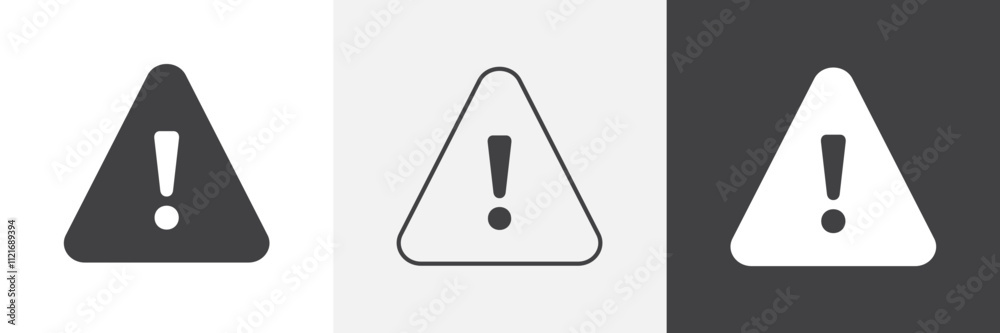 Poster Warning triangle icon vector set for ui designs