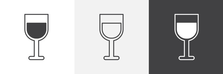 Wine glass icon vector set for ui designs