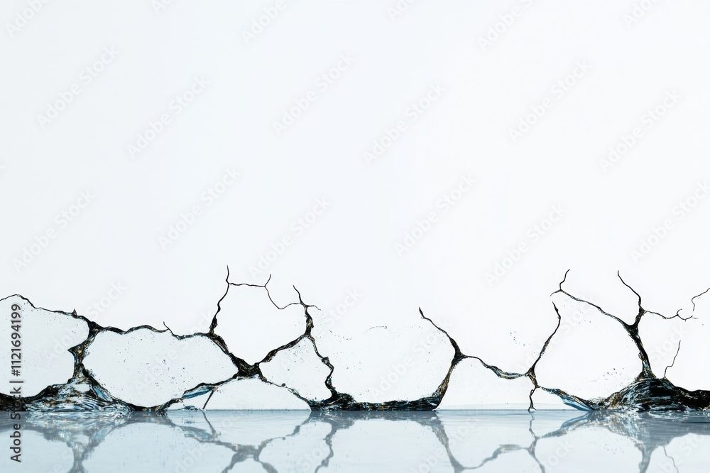 Poster a simple design showing evaporation lines rising from a body of water, rendered in soft gradients ag