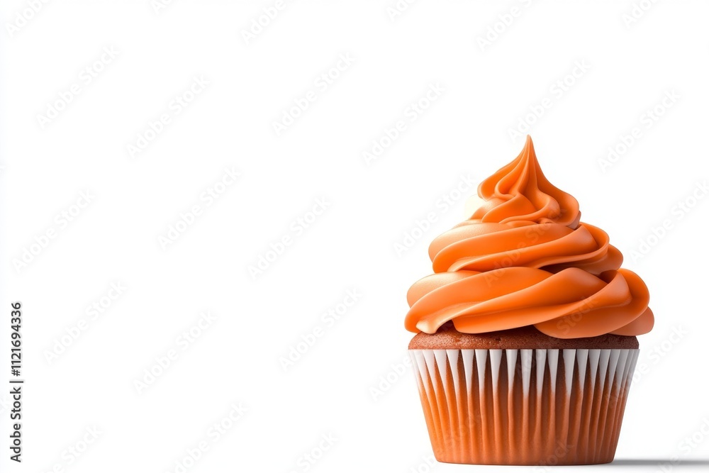 Poster a simple, elegant depiction of a single cupcake with a swirl of frosting, set against a clean white 