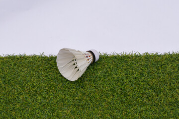 Badminton shuttlecock on green grass, Badminton sport