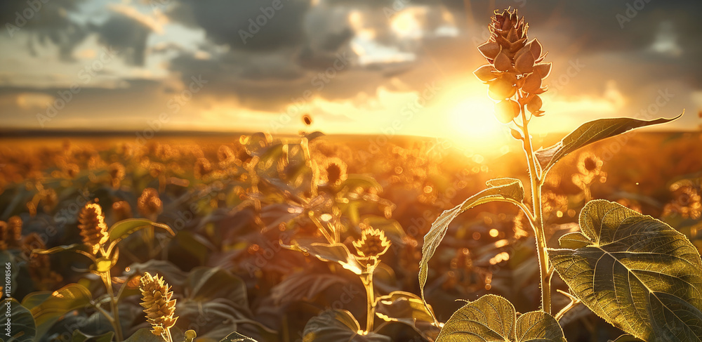 Poster a soybean field.